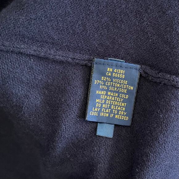 Polo Ralph Lauren Navy Blue Cotton Silk Jersey Open Front Cardigan Sweater - Picture 5 of 7